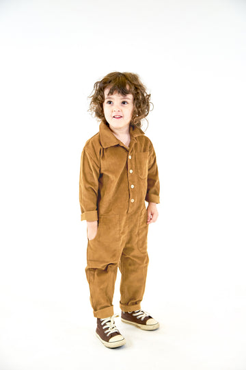 Camel Kadife Yakalı Ve 3 Cepli Tulum