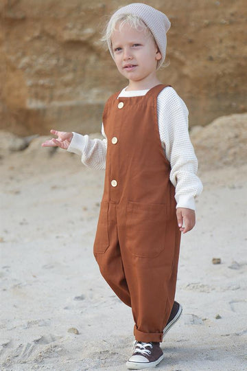 Kahverengi Gabardin Benjamin Askılı Tulum