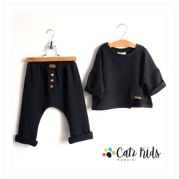 Siyah Harem Pantolon & Siyah Çapraz Sweat