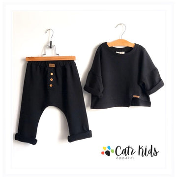 Siyah Harem Pantolon & Siyah Çapraz Sweat