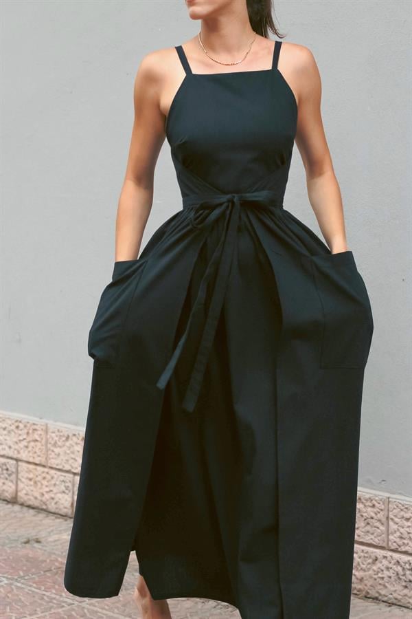 Venus Maxi Bağlamalı Elbise Siyah