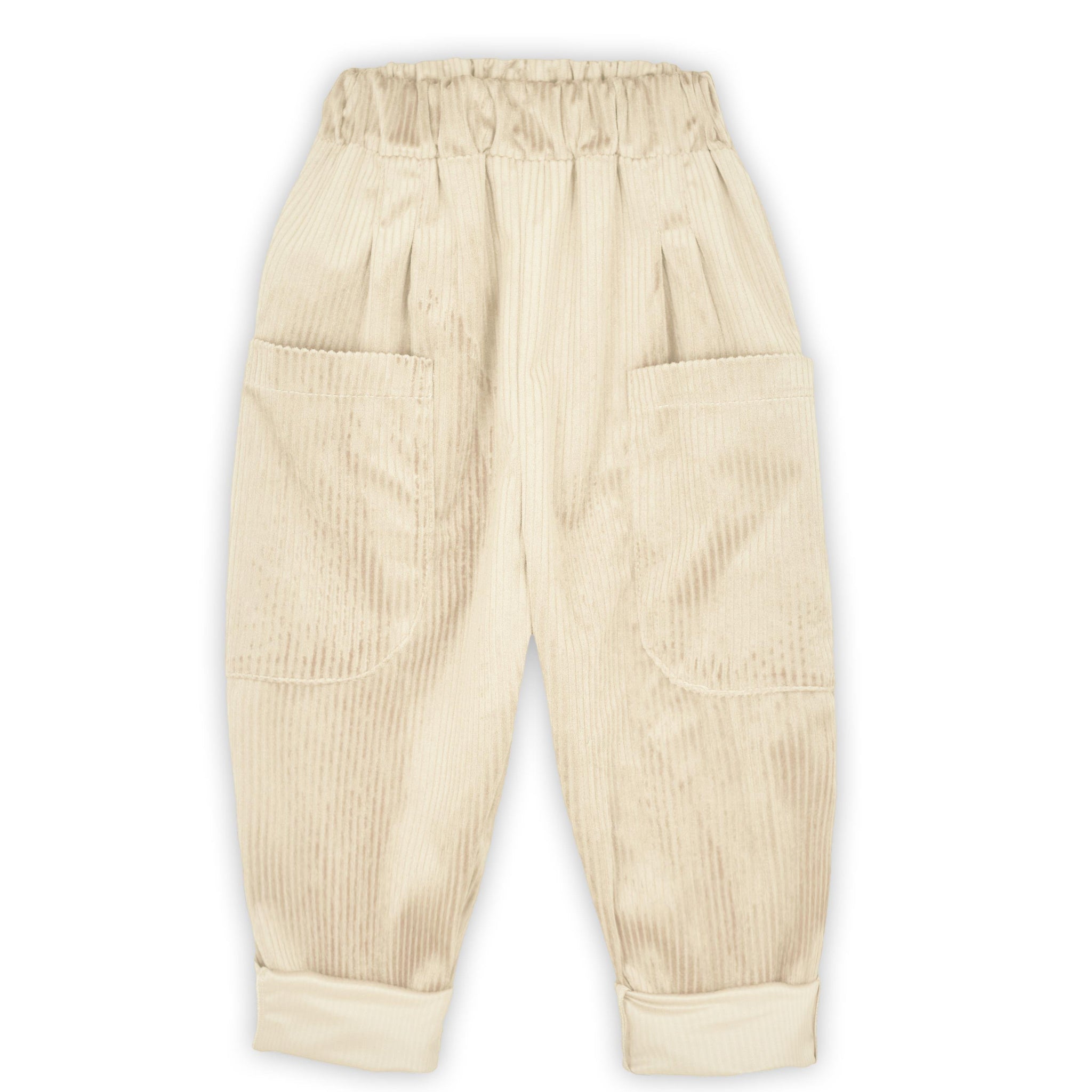 Krem Kadife Boyfriend Pantolon