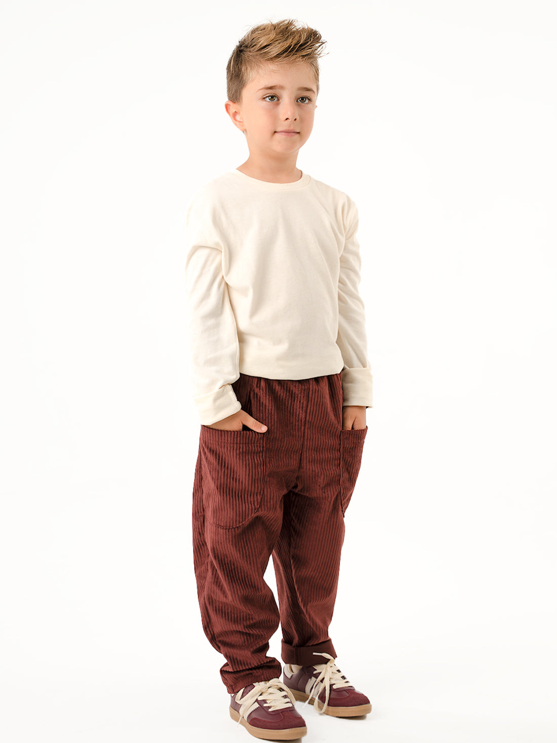 Bordo Kadife Boyfriend Pantolon