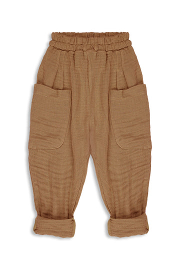 Boyfriend Kahve Müslin Pantolon