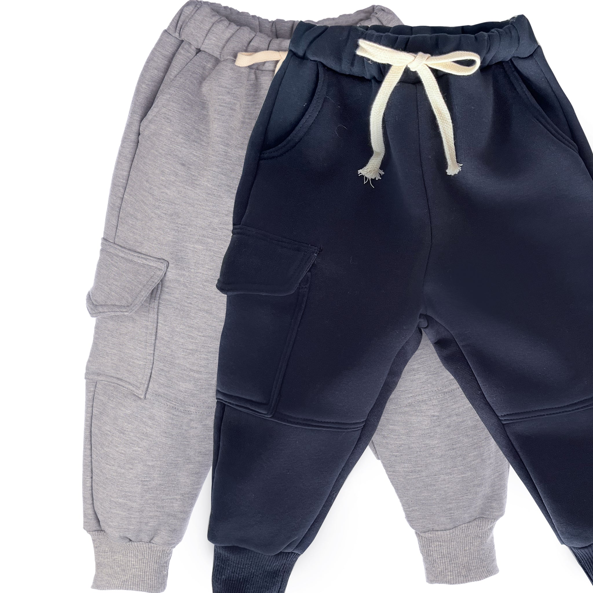 2Li Paket Erkek Çocuk Eşofman Altı 3 İplik Şardonlu (Lacivert,Gri)