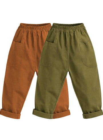 İkili Set Haki Keten Ve Taba  Keten Boyfriend  Pantolon