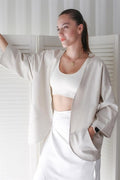 Kadın Ceket  + Krem Keten Short Kimono