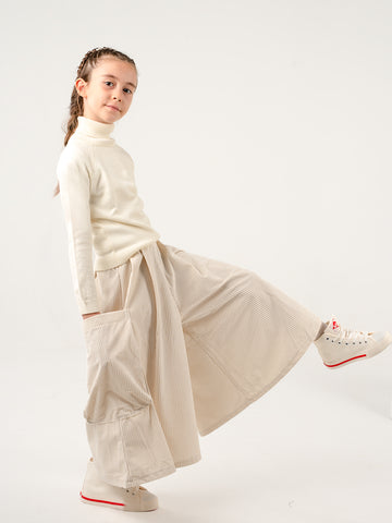 Kadife Kali Pantolon Etek - EKRU