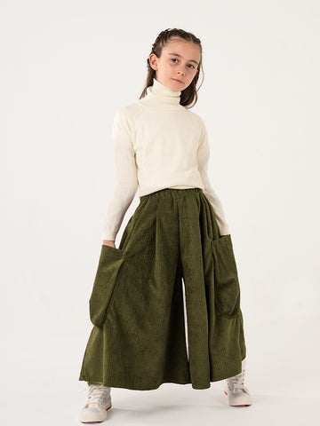 Kadife Kali Pantolon Etek - Haki