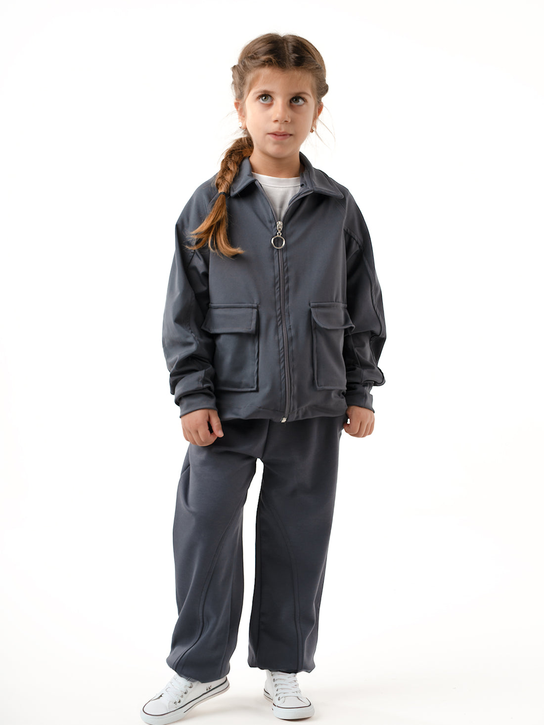 Modal Pocket Eşofman Takım - Antrasit Kız Çocuk