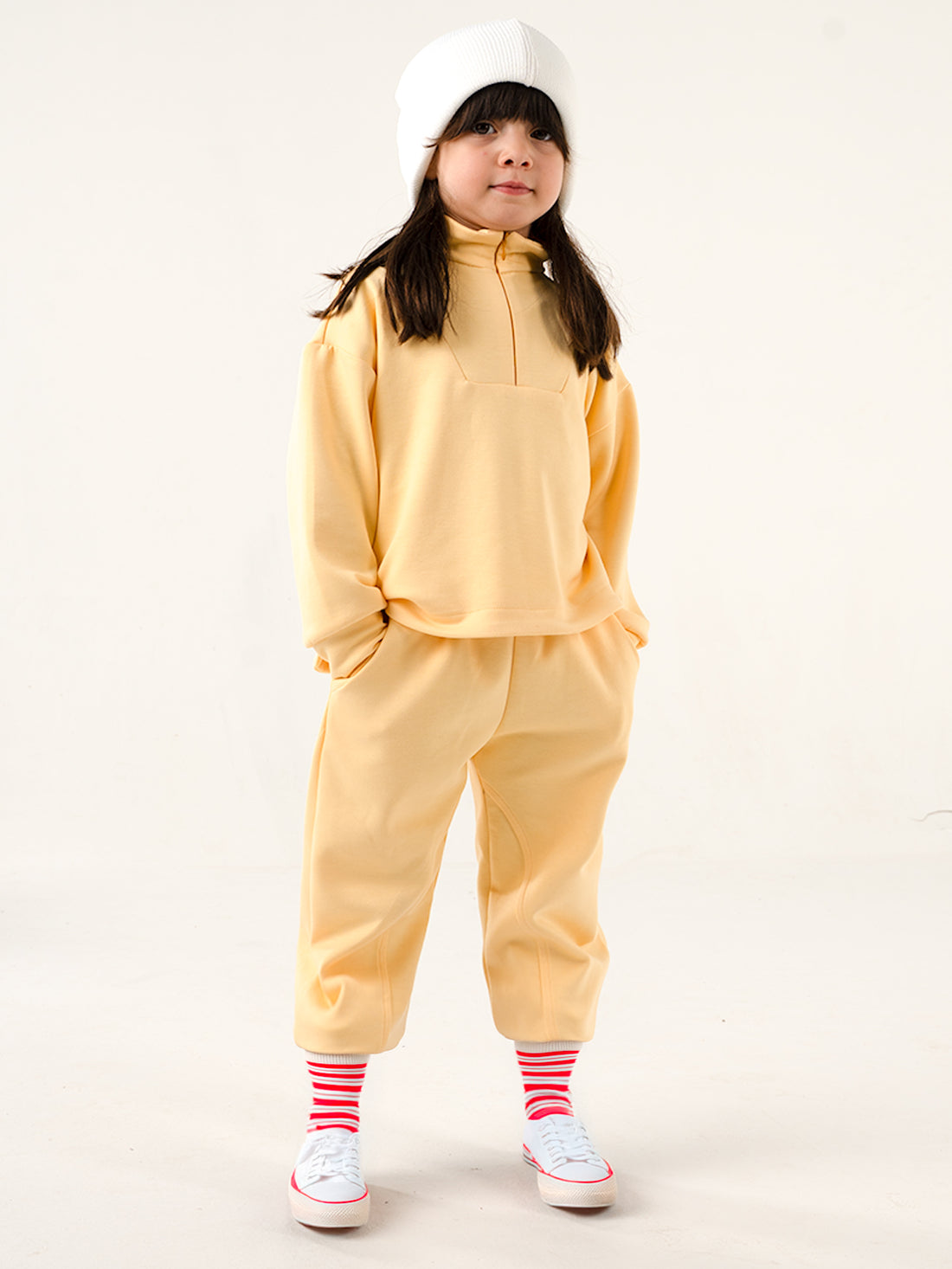 Modal Zipper Eşofman Takım - Sarı Kız Çocuk