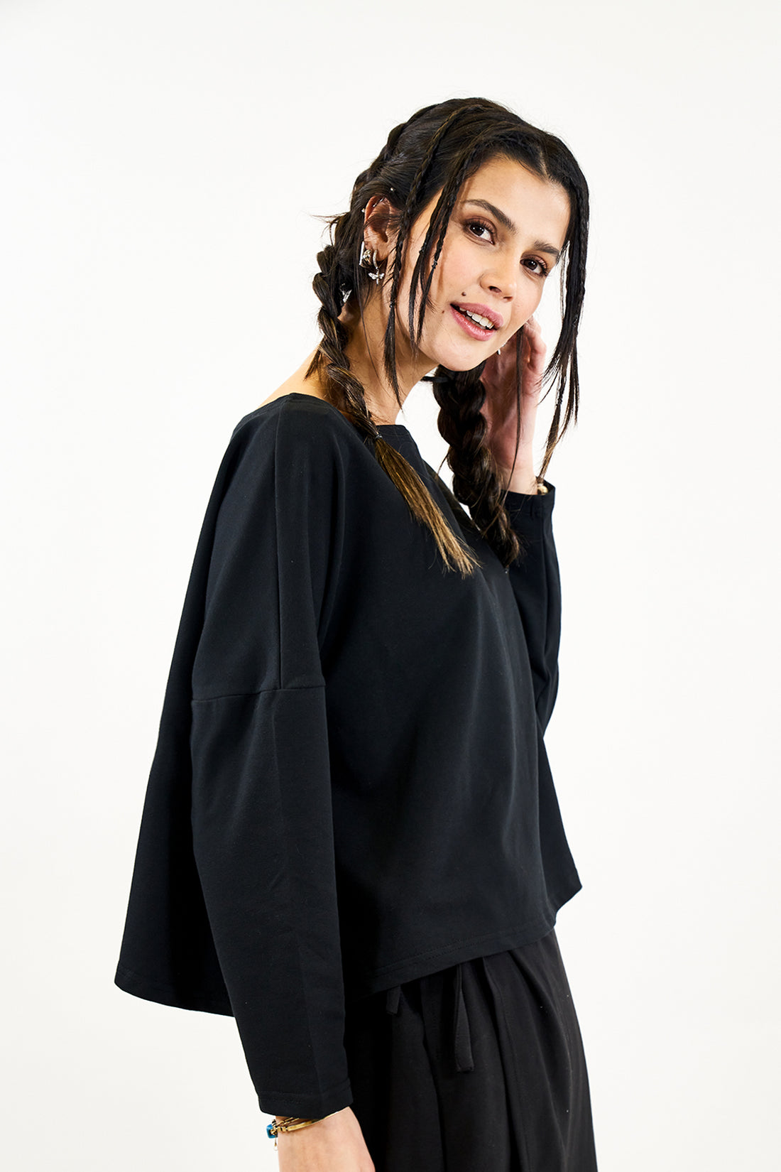 Siyah Penye Crop Top