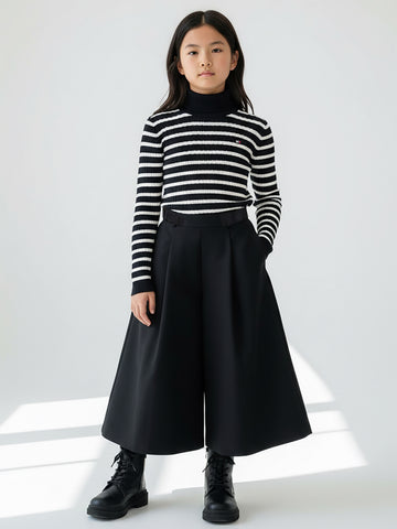 Siyah Krep Kali Pantolon Etek Kız Çocuk