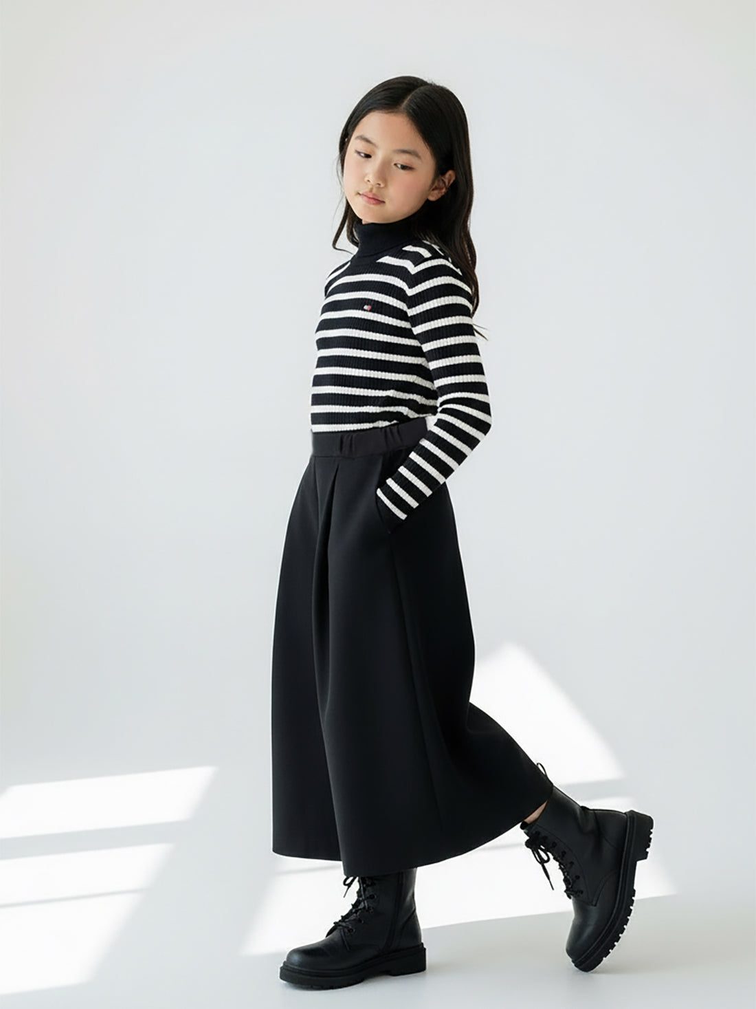 Siyah Krep Kali Pantolon Etek Kız Çocuk