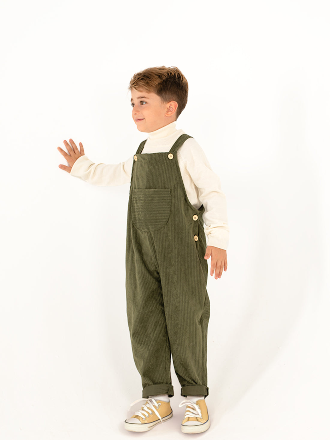 Haki Rengi Kadife Velvet Askılı Tulum